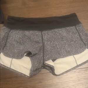 Women's Black and Gray Patterned Shorts